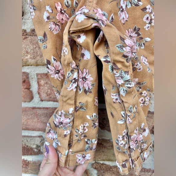 Little Lass Brown Tan Floral Overalls - Picture 7 of 8